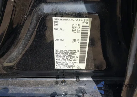 2016 Nissan Altima 2.5 Sr z USA, uszkodzony, nr VIN 1N4AL3AP7GC276487